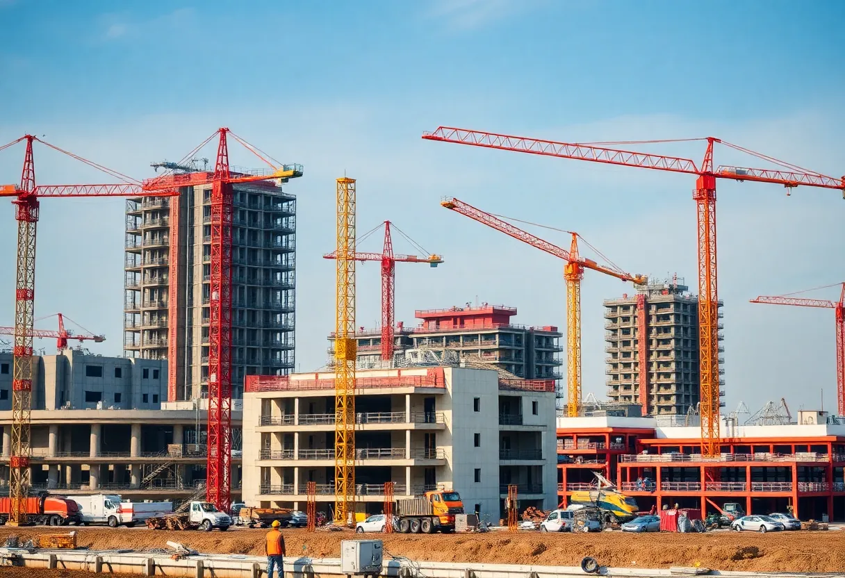 Construction site in Canada with ongoing nonresidential projects.